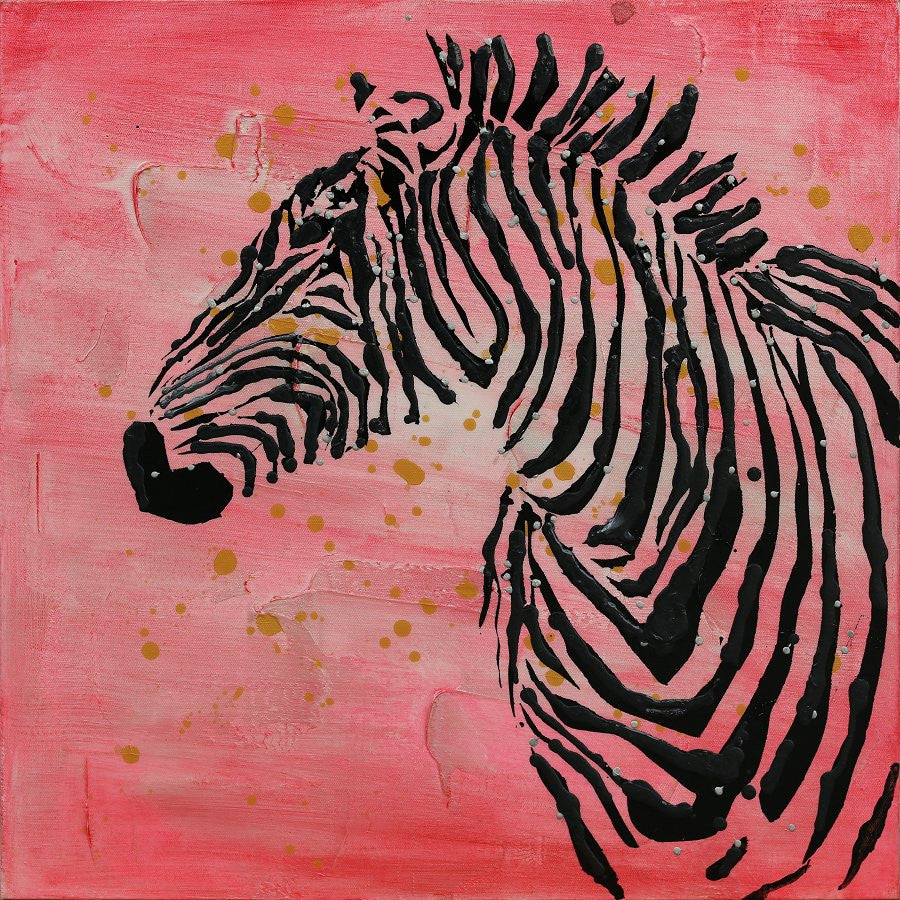 Leinwand (Canvas) handgemalt, LRA Zebra - 70cm x 70cm