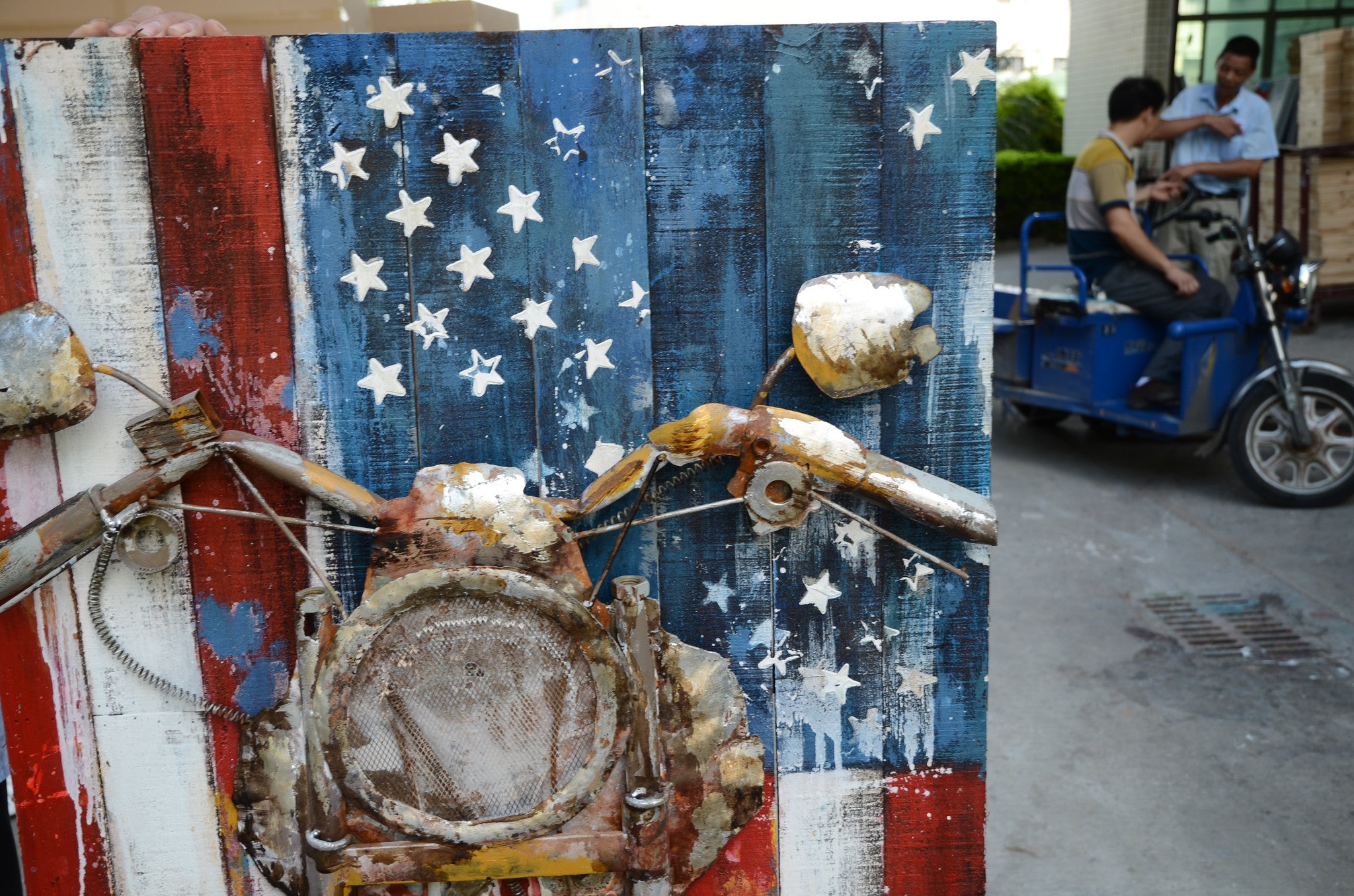Handpainted on wood US Motorbike - 70cm x 140cm