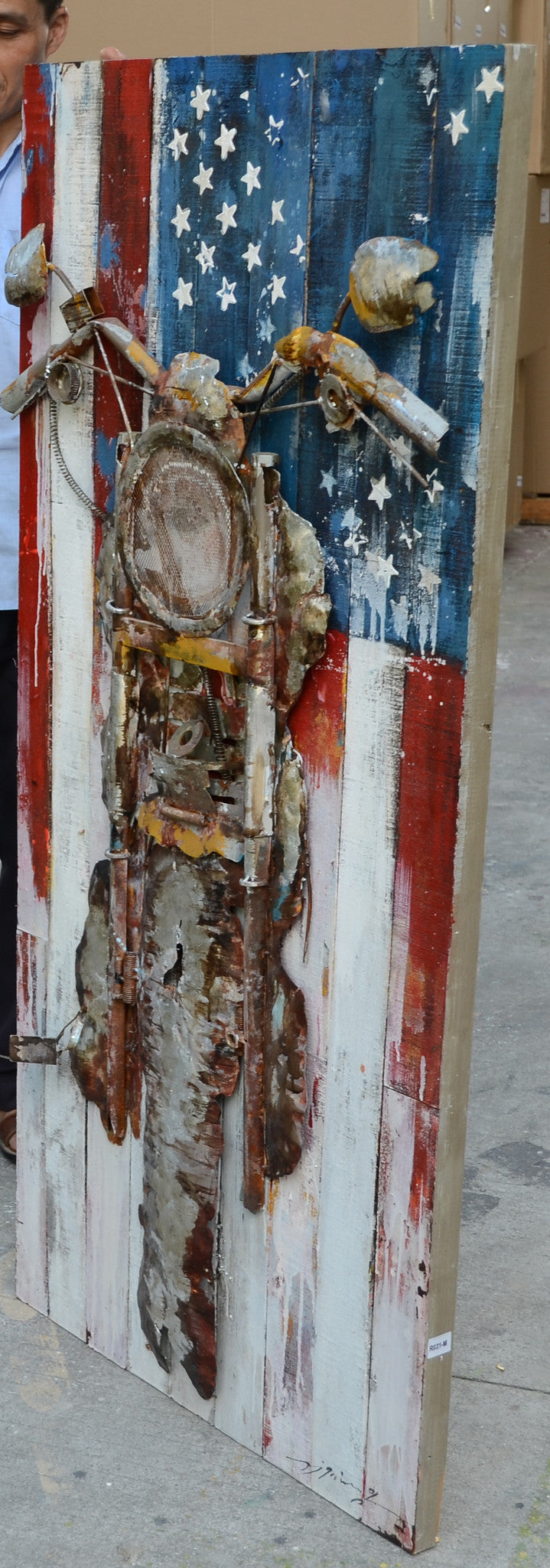 Handpainted on wood US Motorbike - 70cm x 140cm