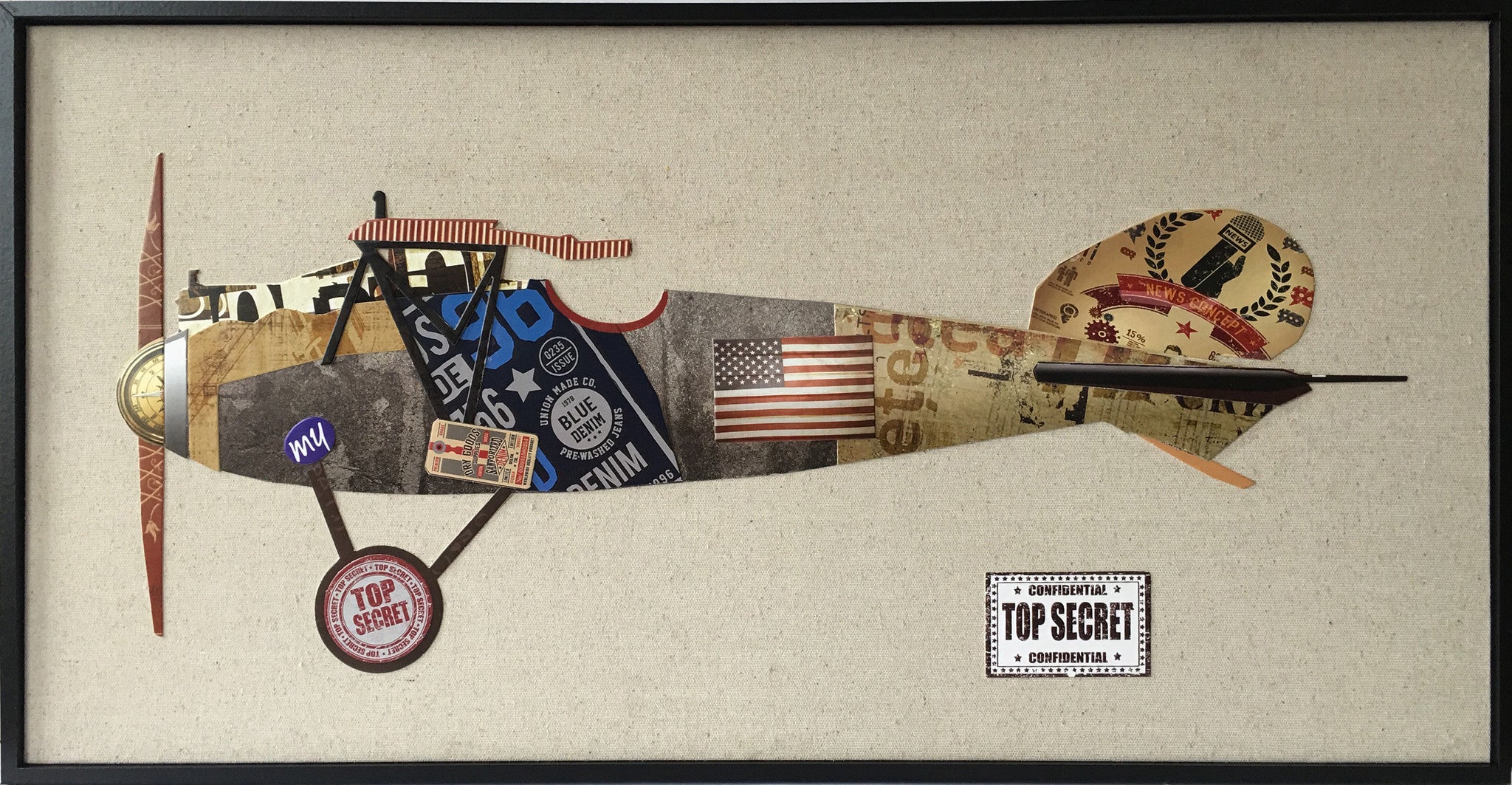Abstrakte Papier Collage, Plane 82cm x 42cm