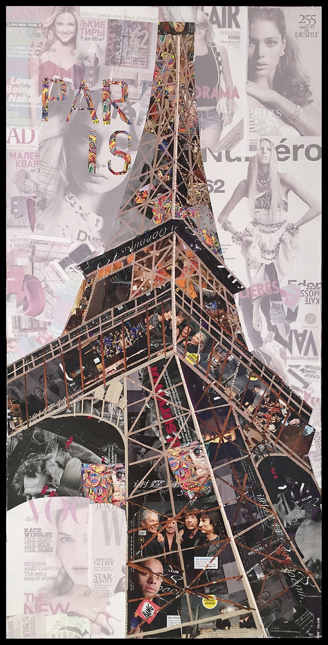 Abstrakte Papier Collage, Paris I 52cm x 102cm